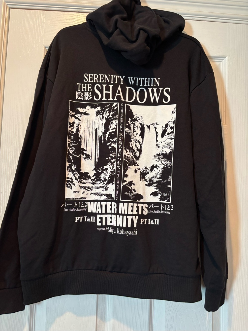 Serenity Within The Shadows Black Graphic Hoodie - ASOS size L.
